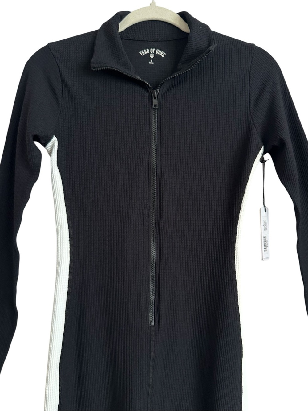 Year of Ours Thermal Ski Onesie Black White Waffle Knit Base Layer Small NWT - Picture 5 of 15